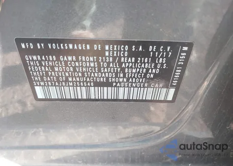 2018 Volkswagen Jetta 1.4T S from USA, damaged, VIN 3VW2B7AJ8JM256546